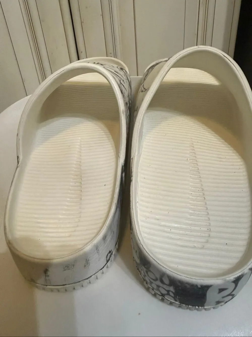 Nike Unisex Adult Customized Print Calm Slide Sandals White Black Size M/14 W/15